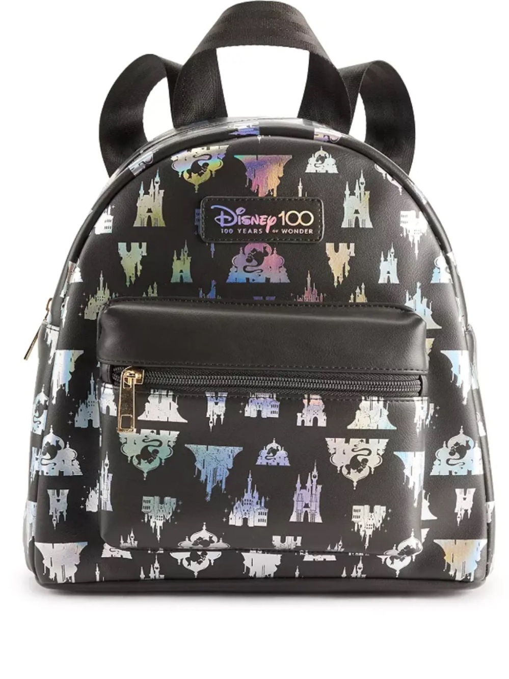 Disney 100th Anniversary Princess Castles Mini Backpack Black Silver